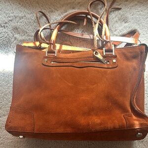 Rebecca Minkoff Regan Satchel  genuine suede leather & silver hardware